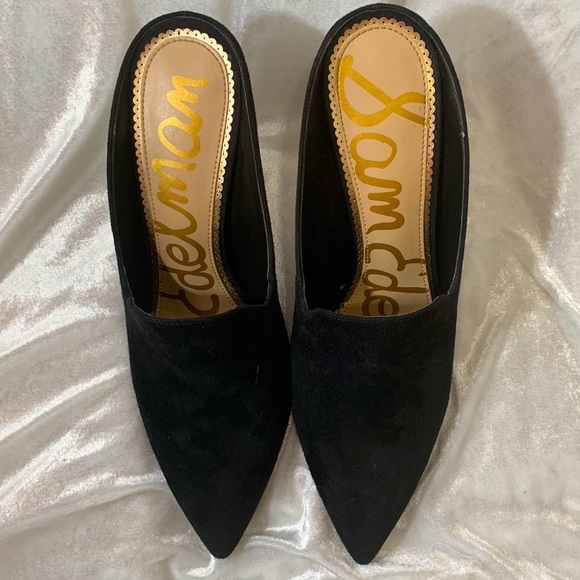 Sam Edelman black suede high heeled mules size 8 - Picture 2 of 11